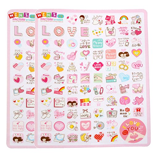 4 Blatt Niedlichen Mini Sticker Planner Kalender Tagebuch Notizbuch Aufkleber Dekoration (LOVE)
