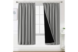 H.Versailtex 100% Blackout Curtains, Soundproof Curtain Privacy Protected Thermal Insulated Curtain with Pencil Pleat for Bedroom/Living Room, W66 x L72 Inch, 2 Panels, Dove Grey