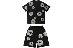 GENERIC Denims-Tears Kids Tracksuit Set Foam Printed T-Shirt and Shorts 2 Piece Outfit for Boys Girls Summer Fashion Activewear Short Sleeve Tee Tops with Loose Jogger Shorts