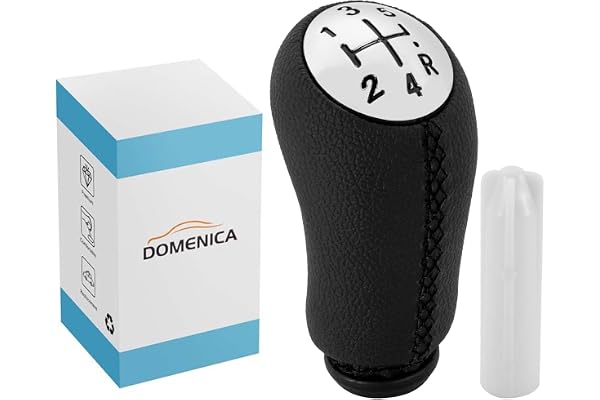 DOMENICA 5 Vitesses Pommeau de Levier de Vitesse Cuir Compatible pour Renault Clio 3 Clio 4 Megane 2 Scenic 2 Laguna 2 Dacia Modus Kangoo (Noir)