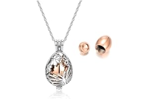 Jovivi Ashes Keepsake Urn Necklace Cremation Jewellery Women, Stainless Steel Memorial Hollow Heart Teardrop Ash Hair Locket Pendant Chain,w/Funnel Kit (Butterfly and Flowers)