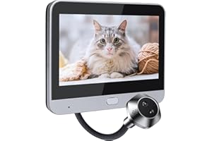 YBLNTEK Wizjer do drzwi z kolorowym ekranem o przekątnej 4,3 cala, kamera wizjerska z szerokim kątem 120° i czujnikiem PIR, akumulator 5000 mAh, dwukierunkowe rozmowy wideo i widok na żywo, 2,4 GHz