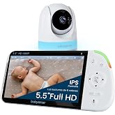 Babysense - Full HD baby monitor with split screen and 1 camera, 6 color night light, sound and light machine, 20 hours batte