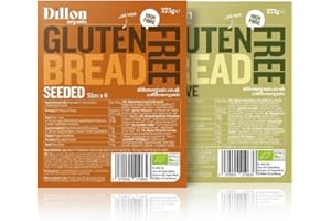 Dillon Organic Gluten-Free Bread Bundle | Seeded & Olive Bread - Sliced| Vegan, High Fibre, Low Carb, No Additives, Vegan, UPF Free | 2 x 275g
