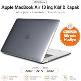 McStorey MacBook Air 13 İn&ccedil; Kılıf F&uuml;me Siyah Şeffaf Kristal Desenli Koruyucu Sert Kapak A2337 M1 2020 ve A2179 2020 A1932 201