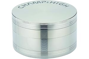 SHIVPIIN CHAMP HIGH 19682 – Maxi Grinder – Smerigliatrice per tabacco ed erbe – 4 pezzi – Denti diamantati – Con raschietto – Metallo – Soldi