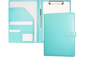 Mymazn Cartella Portadocumenti A4 Cartellina Porta Documenti A4 Porta Blocco con Pinza Blocco Appunti PU Pelle (Turchese chiaro)