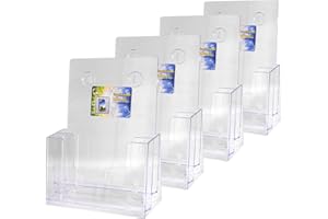 Niciksty 4 Pezzi Espositore A5 Porta Depliant da Tavolo in Plastica Trasparente - Tavolo o Parete a 2 Livelli - Espositore da Tavolo A5 Contenitore Volantini, Menu e Portariviste