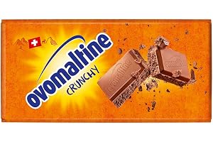 Ovomaltine Crunchy Choklad - Original schweizisk helmjölk chokladtavla med krispiga ovomaltinbitar av finaste kakao, hållbar och spill-certifierad (1 x 100 g)