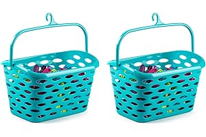 ACAN Tradineur - Pack de 2 Cestas para pinzas con gancho en la asa - Fabricado en plástico - Artículo de limpieza - 21 x 26 x 15 cm - Color Azul