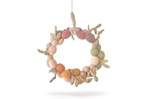 ÉN GRY & SIF Gry & SIF - Corona pasquale color pastello, fatta a mano, con uova di Pasqua in feltro, commercio equo e solidale, ghirlanda con uova da appendere come decorazione pasquale, diametro 26 cm