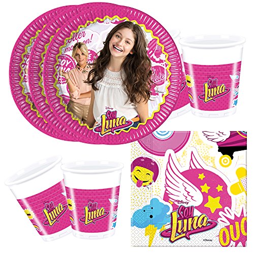 52-teiliges Party-Set Soy Luna - Teller Becher Servietten für 16 Kinder