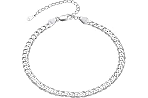 FindChic 925 Sterling Silver Solid Anklet for Women,Waterproof Ankle Bracelet,22cm-27cm Adjustable Foot Jewelry for Summer Beach