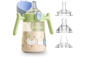 nohlerlife Tasse d'apprentissage pour Bébé, Biberon à Paille Enfant anti-débordement, Gobelet à jet souple étanche 240ml, sans BPA