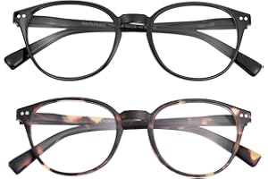 SKYWAY Blaulichtfilter Brille ohne Stärke Damen Herren, Klassische Leichte Runde Blaulicht Brille Blue Light Glasses Computerbrille Gaming Brille mit Federscharnier