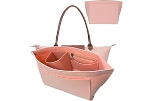 FANGCCC Organizer per borse Longchamp L, organizer per borse Longchamp, borse organi-zer, in feltro con tasche multiple, borsa pieghevole organi-zerfor insert wallet organi-zer (rosa, L)