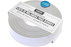 WoodPress 22mm Ribete de Melamina Blanco, Cinta de Chapa Pre-Pegada - Rollo de 7.5m - Hierro para una Aplicación de Bricolaje