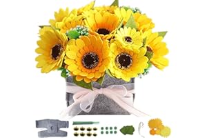 BAZIMA ALICE DIY Felt Flower Kit, DIY Felt Sunflower Pot Bonsai Kit,12 Felt Sunflowers,Beginner Craft Kit,Floral Gifts