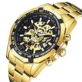 Uhren, Herrenuhren Sport mechanische Uhr Skelett Punk mit Edelstahlarmband