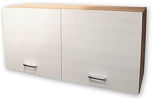 ‎STELLA TRADING ANDY Moderner Hängeschrank Küche 2-türig in Eiche Sonoma Optik, Weiß matt - Geräumiger Küchenschrank mit viel Stauraum - 100 x 50 x 31 cm (B/H/T)
