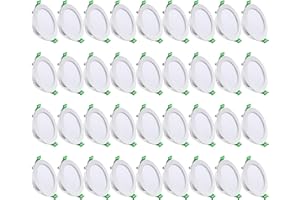 YIAHIN Downlight LED Empotrable 36x, 4W 339LM Equivalente 35W, Blanco Frío 6000K, Foco Redondo Ultradelgado 28mm, Ojos de Buey para Techo, 220V-240V, Ф 70-75mm