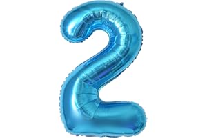 MACLUNAR Number Balloons 2,Blue 2 Balloon 40 Inch Giant Helium Foil Number Balloons for Boys Girls Party Decor Birthday Anniversary Graduation Party Decorations Supplies