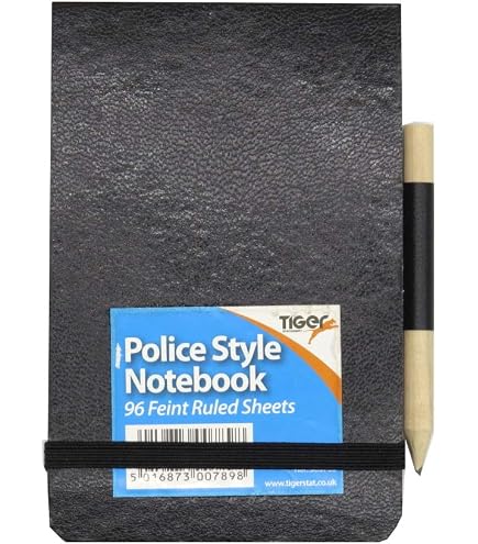 Just Stationery Notizbuch Im Polizeiblock-Design – Mini-Reporterbuch Mit Bleistift & Gummiband
