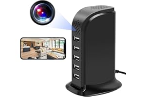JIYIBIDI WiFi USB Charger Spy Camera, Spy Hidden Camera 5-Port USB Port 1080P Wireless Security Nanny Cam Mini Video Recorder with Motion Detection Remote View for Home Office