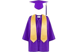 HHSBEAUTY Graduation Cap and Gown Set for Kids,Unisex Boys Girls Primary School with Matching Hat & Tassel Kindergarten Primary School Boys Girls Dress Up Props 4 Set Age 212 Kid Long You Sound like A Girl