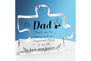 BUIOATA Gifts for Dad - Fathers Day Gifts Acrylic Block Puzzle, Touching Sayings Engraved Birthday Presents for Dad, Fathers Day Gifts from Daughter 3.3×3.9 inch.