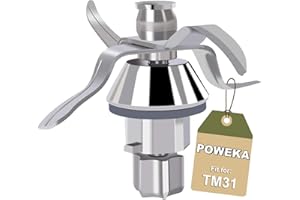 Poweka TM31 Cuchillas de Repuesto Compatible con Vorwerk Thermomix TM31 Robot de Cocina en Acero Inoxidable con Junta