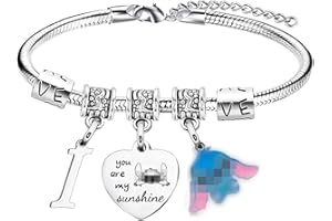 Ghloyza Friend Gifts for Her Cute Charm Bracelet Gifts for Sister Best Friends Daughter Initial Letter Bracelets for Women Girls Letter A-Z for Cute Cartoon Lover Fans Gifts Bracelet