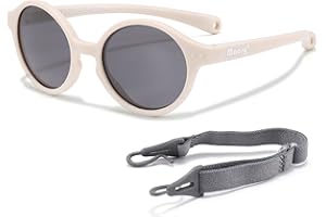 Maesy Lunettes de Soleil Bébé - 0-2 Ans - Protection UV400 Polarisée - Cadre Flexible et Pliable - Bande Élastique Réglable - Lunettes de Soleil Sûres et Confortables - Pour Enfant – Noah