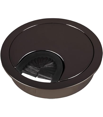 2 Passacavi Da Scrivania Tondi - Grigio, 80 Mm, Per Organizzare Cavi Elettrici