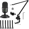 Kreo Rec Condenser Microphone with Rod V2 Boom Arm |Condenser Mic for Podcast | Type-C & USB Mic for Professional Audio & Youtubers Video Recording with Crystal Clear Sound