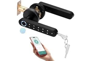 XSpecial Smart Door Lock, Fingerprint Door Lock, 4-in-1 Electronic Fingerprint Keyboard Password Bluetooth Smart Lock, Waterproof Smart Lock, Left-Right Adjustable Handle