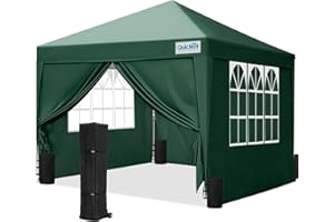 Quictent Pavillon 3x3 Faltpavillon mit 4 Seitenteilen, Wasserdicht Gartenpavillon mit 4 Sandsäcken & Rolltasche,Partyzelt Gartenzelt für Fest und Flohmarkt Grün