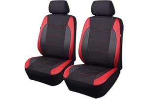Flying Banner Gabardine Mesh Front Car Seat Covers Airbag Compatible Protector Universal for Most Car Truck Vans SUVs (Black and Red)