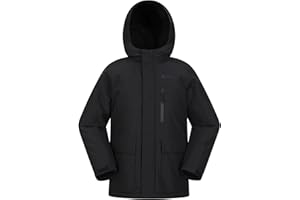 Mountain Warehouse Noah Kids Borg Lined Waterproof Jacket - Sherpa Lined Puffer Coat with Lots Of Pockets, Boys & Girls - Autumn Winter Outdoors, Travelling & Hiking
