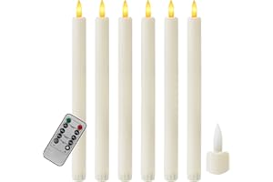 kisidus Bougies à LED Longue avec Télécommande Decoration Noël sur Bougeoir Bougie Chandelier Flamme Vacillante Table - 6 PCS Beige