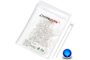 Chanzon 100 Piezas luces diodo LED azul de 3mm (transparente superior plana transparente DC 3V 20mA) Componentes electrónicos Diodos emisores de luz indicadora