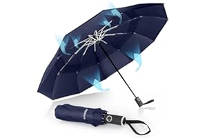 Herreicher Ombrello Pieghevole Antivento Pioggia da Viaggio - Nuovo Portatile Ombrelli per Uomo Automatico Ombrello da Pioggia Pieghevole Leggero Ombrello Inverso Resistenti alle Tempeste