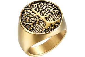 PAURO Ancien Arbre de La Vie Mariage Bague Homme Acier Inoxydable