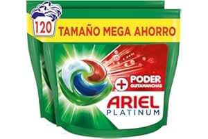 ARIEL PODS Platinum Detergente Lavadora Liquido 120 Capsulas/Pastillas, Jabon Extra Poder Quitamanchas, Limpieza Profunda