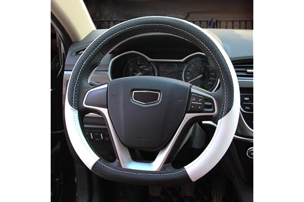 Pahajim Couvre Volant Voiture D Forme Protege Volant en Cuir PU 37-38cm Fond Plat Housse de Volant Antidérapant Cache Volant Voiture Protection Volant pour Femme Homme