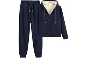 amropi Trainingsanzug Damen Winterjacke Kapuzenpullover und Jogginghose Warm VliesJogginganzug