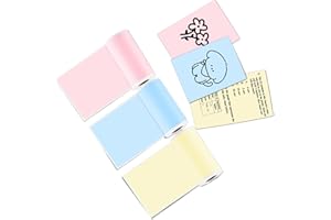 ‎VRETTI vretti 3 Rolls Thermal Printer Paper, 57 x 30 mm Mini Printer Sticker, Self-Adhesive Printer Sticker for TP6-S/TP2-Y/TP6 Mini Photo Printer for Photo, Study, Journal, Note, List (Yellow, Pink, Blue)