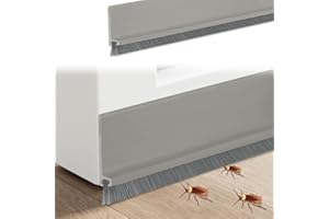 BOUFEIDA Guarnizione a spazzola, guarnizione per spazzola per porta, autoadesiva, ritagliabile con spazzola, per paraspifferi, spazzola per porta, colore grigio, 5 cm x 100 cm