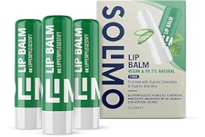 Amazon-Marke: Solimo Lippenpflegestift, Aloe Vera, 3er-Pack
