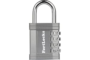 FORTLOCKS Cadenas Code 4 Chiffres | Cadenas à Code pour Casier de Gym, Travail et École, Valise, Garage, Portail, Clôture et Plus (Gris)